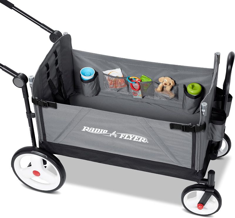 Photo 3 of (READ FULL POST) Radio Flyer City Luxe Stroll ‘N Wagon, Grey with Parent Caddy and Internal Storage Pockets,