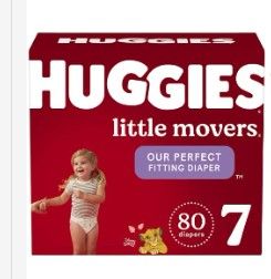 Photo 1 of Baby Diapers and Wipes Bundle: Huggies Little Movers Size 7, 80ct & Natural Care Sensitive Baby, Unscented, Hypoallergenic, 12 Flip-Top Packs (768 Wipes Total)