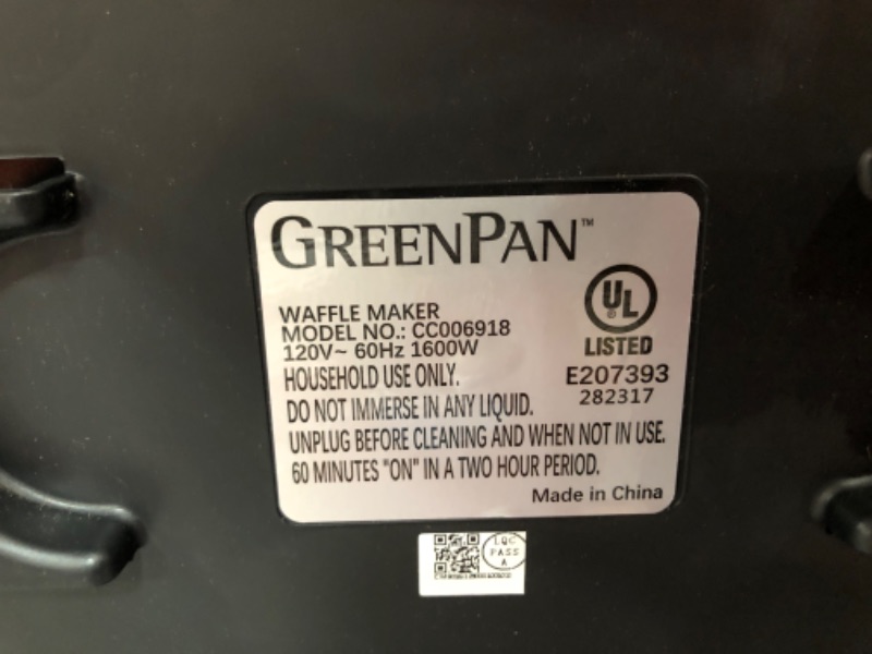 Photo 1 of GreenPan Stainless Steel 2-Slice Belgian Waffle Maker Iron, Healthy Ceramic Nonstick Plates, Adjustable settings and Presets, Easy-to-use LED Display 2 Slice Waffle Maker Iron