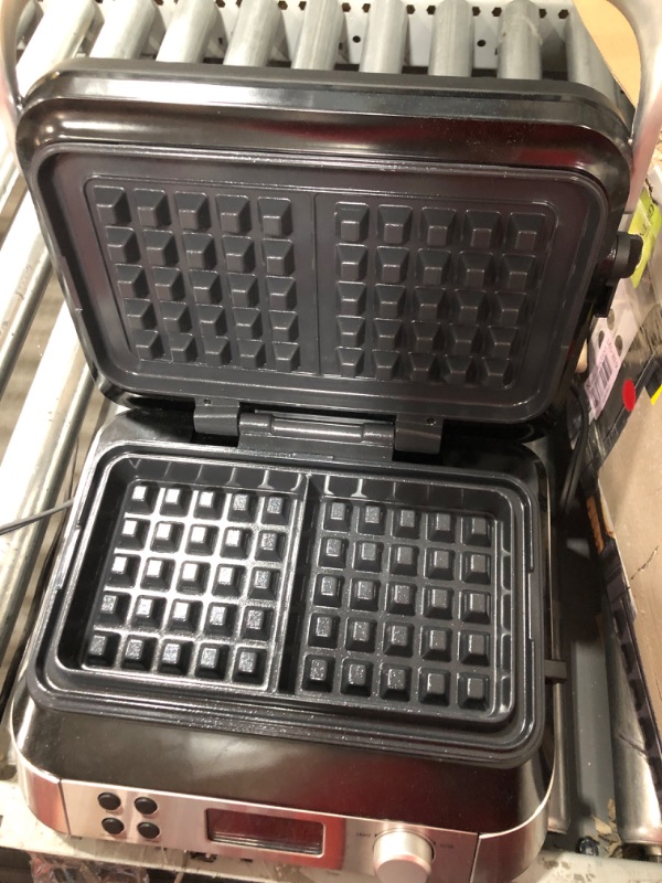 Photo 1 of GreenPan Stainless Steel 2-Slice Belgian Waffle Maker Iron, Healthy Ceramic Nonstick Plates, Adjustable settings and Presets, Easy-to-use LED Display 2 Slice Waffle Maker Iron