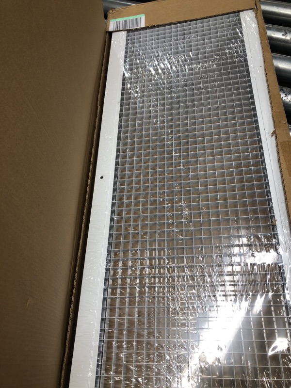 Photo 2 of 10" x 32" [Duct Opening] Aluminum Return Air Grille | Cube Core Rust Proof Eggcrate Vent Cover Grill for Sidewall and Ceiling, White | Outer Dimensions: 11.75" X 33.75" for 10x32 and 32x10 Duct Vent 10"W x 32"H [Duct Opening]