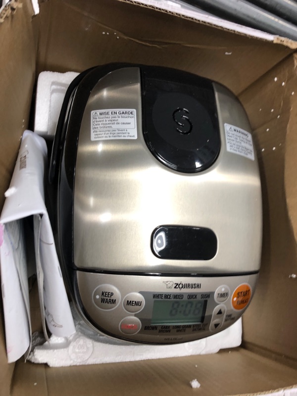 Photo 2 of **UNTESTED UNKNOWN IF FUNCTIONAL** Zojirushi NS-LGC05XB Micom Rice Cooker & Warmer, 3-Cups (uncooked), Stainless Black