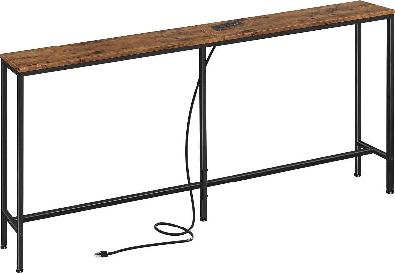 Photo 1 of (READ NOTES) SUPERJARE 70.8 Inch Console Table with Charging Station, Narrow Entryway Table, Long Sofa Table, Hallway Table, Behind Couch Table