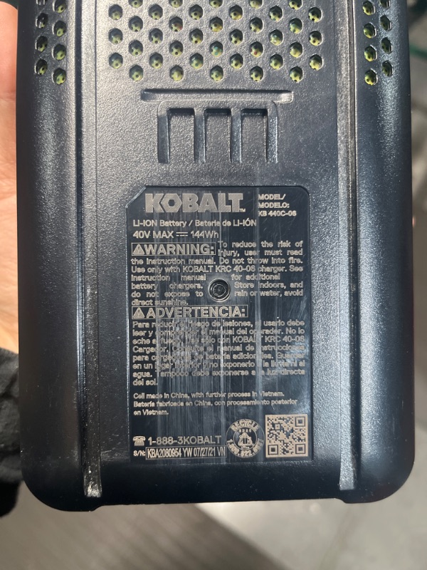 Photo 3 of Kobalt 40-Volt Max 2.5-Amps Rechargeable Lithium Ion (Li-Ion) Cordless Power Equipment Battery