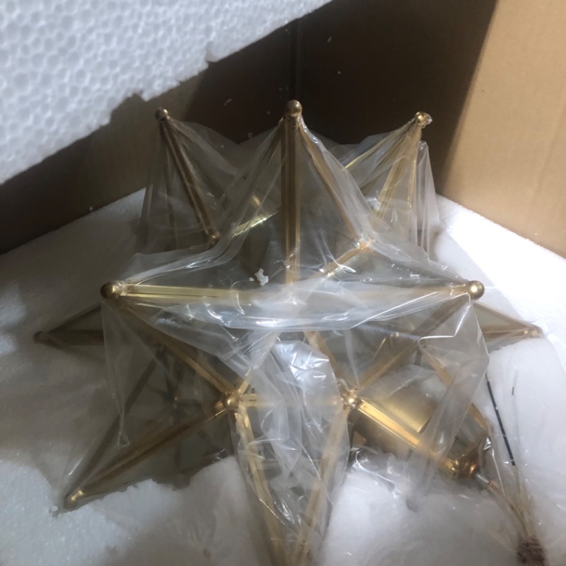 Photo 2 of ***USED - LIKELY MISSING PARTS - UNABLE TO TEST***
HYDELITE Moravian Star Light Gold Semi Flush Mount Ceiling Light with Clear Glass Shade Gold clear glass