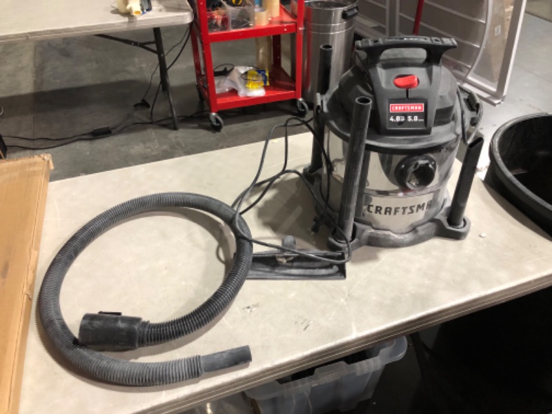 Photo 5 of ***HEAVILY USED AND DIRTY - POWERS ON - LIKELY MISSING ACCESSORIES***
Craftsman 5-Gallon Corded Cordless Portable Wet Dry Shop Vacuum