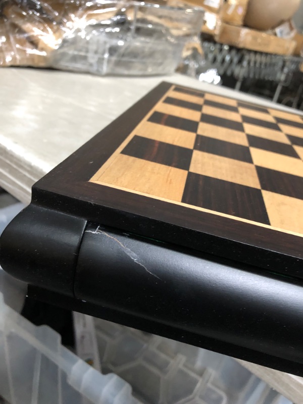 Photo 8 of *FOR PARTS ONLY* READ NOTES**
VAMSLOVE Wooden Chess Checkers Game Set 15.5" Large Size Board w/Storage Drawers, Weighted Chess Pieces - 2 Extra Queens 3" King