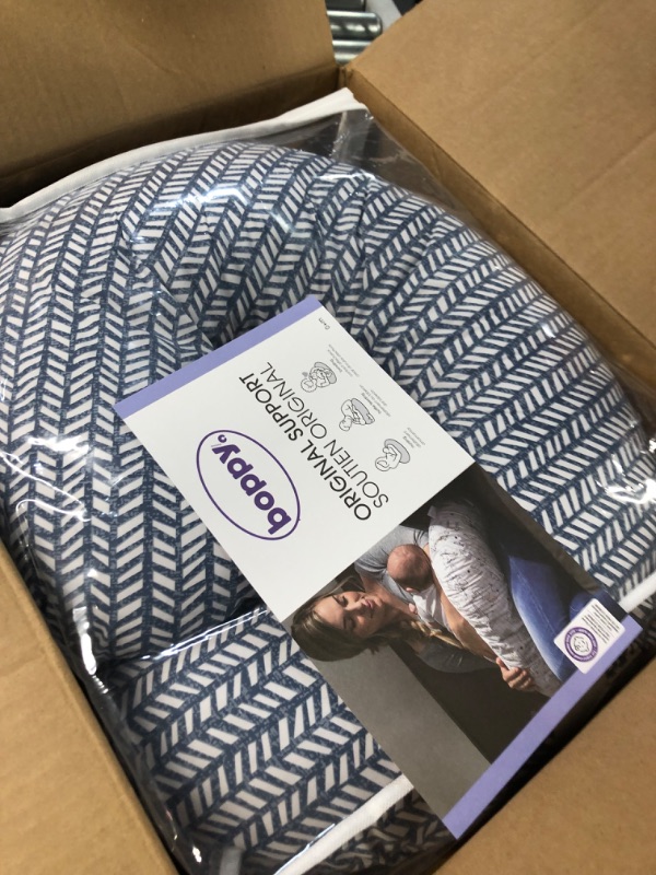 Photo 4 of Boppy Nursing Pillow and Positioner—Original | Blue Herringbone | Breastfeeding, Bottle Feeding, Baby Support