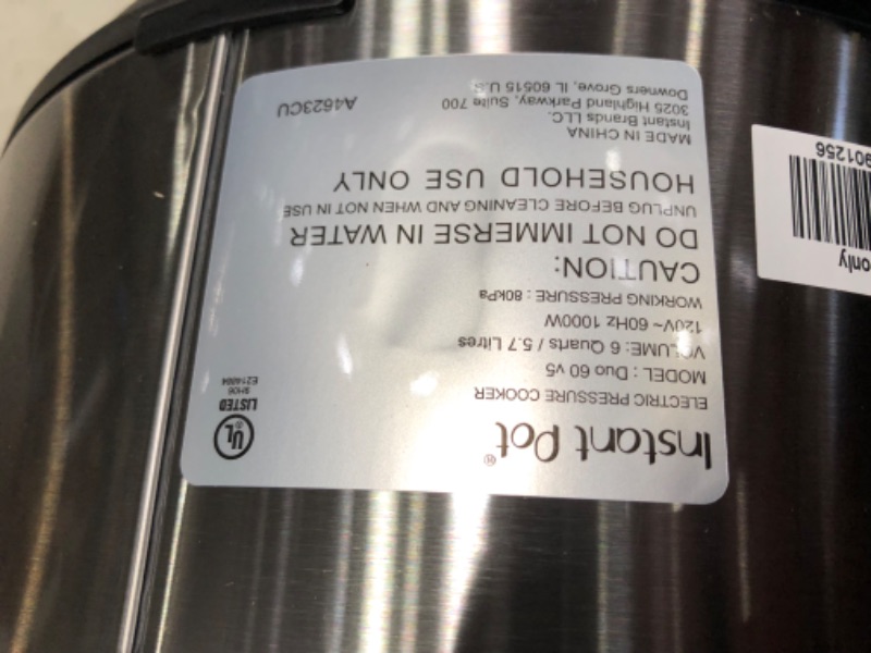 Photo 8 of ***USED - MISSING INNER POT - UNABLE TO TEST***
Instant Pot Duo 7-in-1 Electric Pressure Cooker, Slow Cooker, Rice Cooker, Steamer, Sauté
