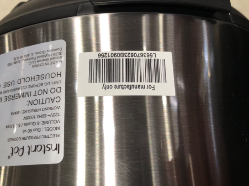 Photo 7 of ***USED - MISSING INNER POT - UNABLE TO TEST***
Instant Pot Duo 7-in-1 Electric Pressure Cooker, Slow Cooker, Rice Cooker, Steamer, Sauté