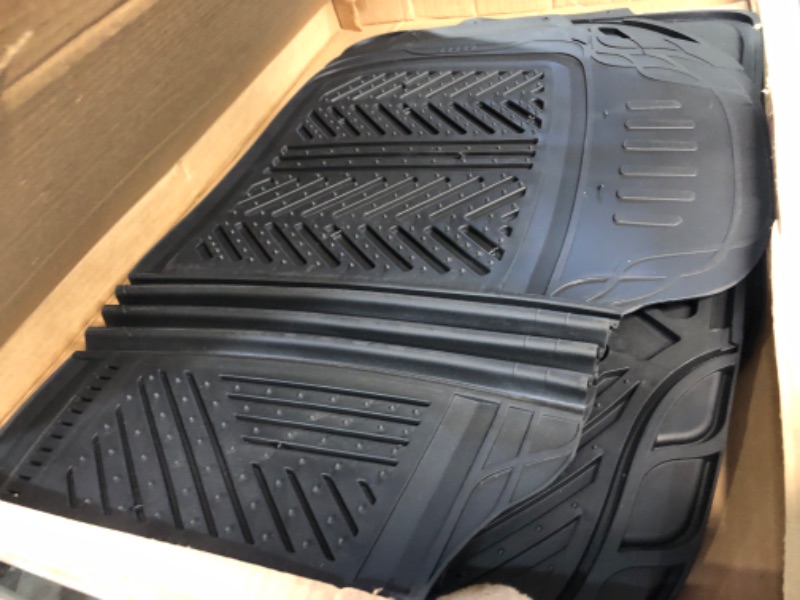 Photo 1 of Motor Trend FlexTough Performance All Weather Rubber Car Floor Mats - 3 Piece Floor Mats Automotive Liners for Cars Truck SUV