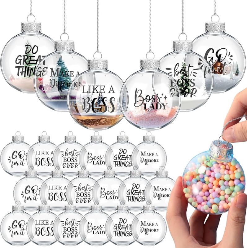 Photo 1 of 24 Pcs Appreciation Clear Christmas Ornament Balls 