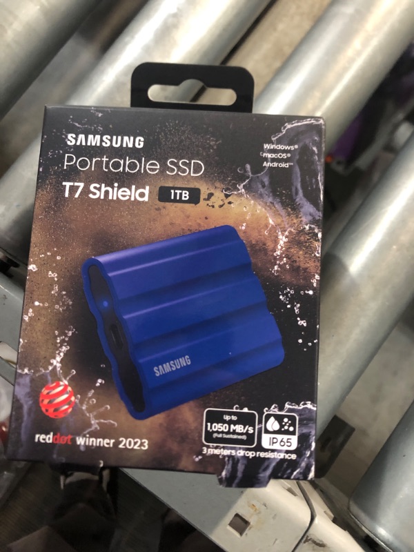 Photo 4 of SAMSUNG T7 Shield 1TB, Portable SSD, up to 1050MB/s, USB 3.2 Gen2, Rugged, IP65 Rated, for Photographers, Content Creators and Gaming , External Solid State Drive (MU-PE1T0R/AM, 2022), Blue