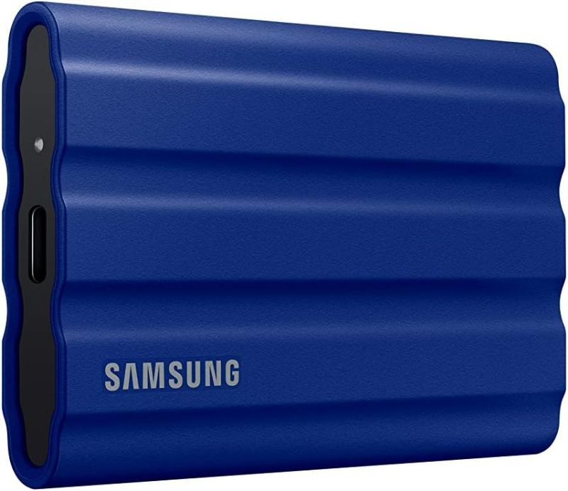 Photo 1 of SAMSUNG T7 Shield 1TB, Portable SSD, up to 1050MB/s, USB 3.2 Gen2, Rugged, IP65 Rated, for Photographers, Content Creators and Gaming , External Solid State Drive (MU-PE1T0R/AM, 2022), Blue