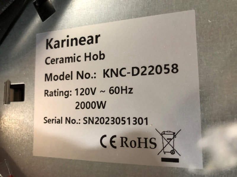 Photo 4 of * missing hardware * see all images *
Karinear 2 Burners Electric Cooktop, 120v Plug in Ceramic Cooktop, 12 Inch Countertop & Built-in Electric Stove Top