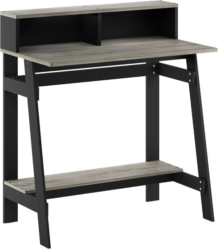 Photo 1 of **PARTS ONLY, NO HARDWARE** Furinno Simplistic A Frame Computer Desk, Black/French Oak Grey