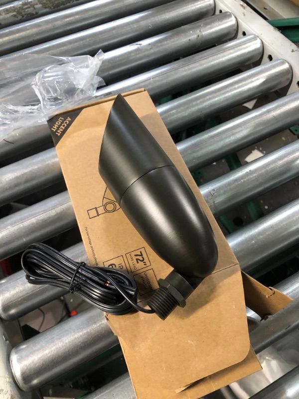 Photo 1 of 1pc MALORY Solid Brass Landscape Spotlight with Bulb(S06), Low Voltage Front and Backyard Landscape Lighting with Large Rugged Slot Spike & Wire Connector,12V AC/DC Garden Patio Spot Up Light