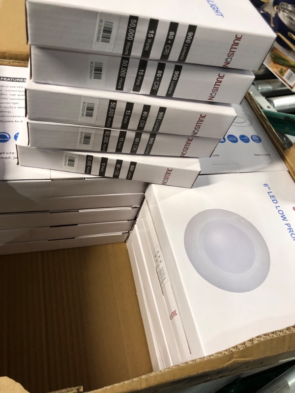 Photo 4 of JULLISON 20 Packs 6 Inch LED Low Profile Recessed & Surface Mount Disk Light, Round, 15W, 900 Lumens, 5000K Day Light White, CRI80, 