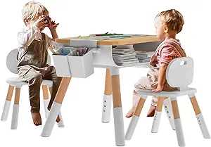 Photo 1 of  Kids Table and Chair Set, Kids Table and 2 Chairs Set, Kids Study Table and Chairs Set, 
