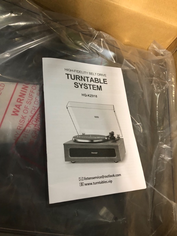 Photo 3 of *SEE NOTES* seasonlife Vintage Record Player for Vinyl with Speakers High Fidelity Belt Drive Turntables Records Built-in 2 Tweeter and Bass, All-in-One LP MM Cartridge Wireless Pairing AUX RCA, Brown,(HQ-KZ018)