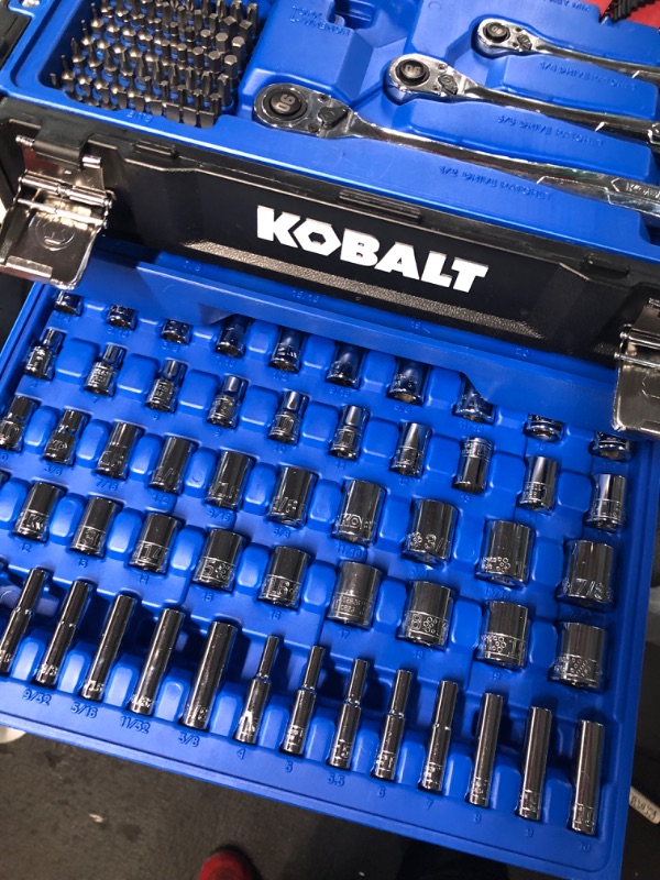 Photo 3 of **MISSING SOME PARTS**
Kobalt 277-Piece Standard (SAE) and Metric Polished Chrome Mechanics Tool Set with Hard Case