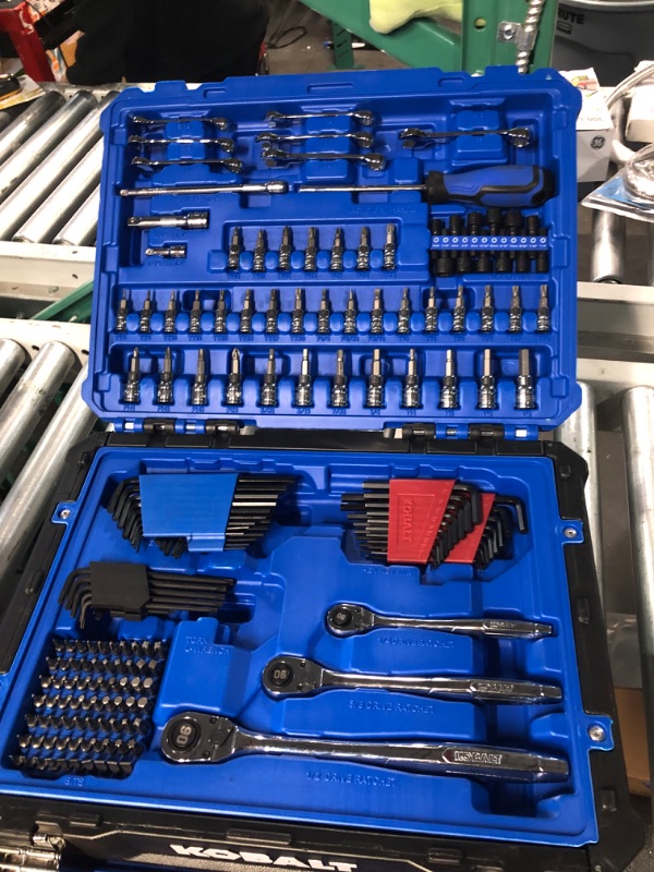 Photo 2 of **MISSING SOME PARTS**
Kobalt 277-Piece Standard (SAE) and Metric Polished Chrome Mechanics Tool Set with Hard Case