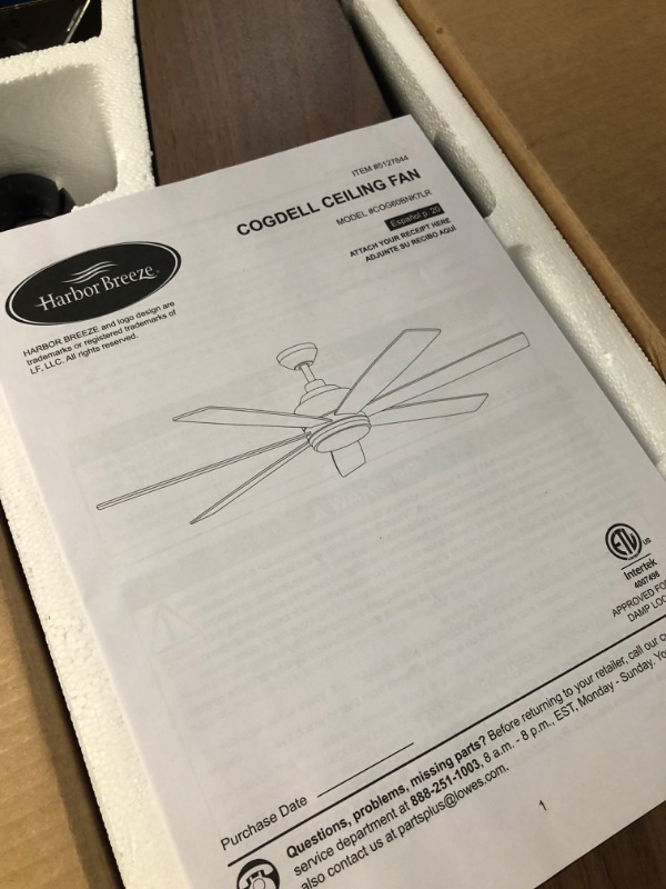 Photo 1 of ***NOT FUNCTIONAL - FOR PARTS ONLY - NONREFUNDABLE - SEE COMMENTS***
Harbor Breeze Cogdell 60-in Brushed Nickel Color-changing Integrated LED Indoor/Outdoor Downrod or Flush Mount Ceiling Fan with Light and Remote (7-Blade) 