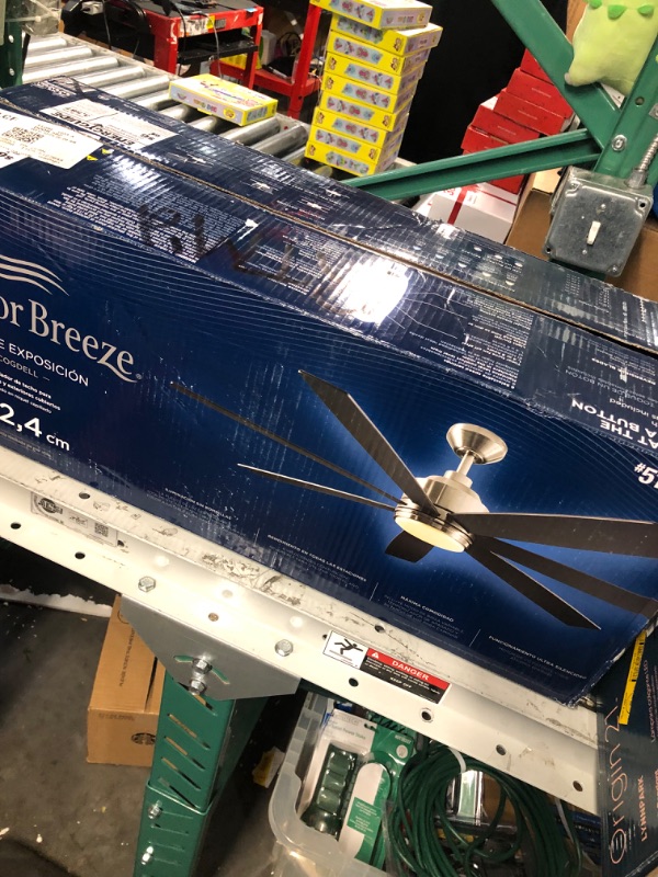 Photo 4 of ***NOT FUNCTIONAL - FOR PARTS ONLY - NONREFUNDABLE - SEE COMMENTS***
Harbor Breeze Cogdell 60-in Brushed Nickel Color-changing Integrated LED Indoor/Outdoor Downrod or Flush Mount Ceiling Fan with Light and Remote (7-Blade) 