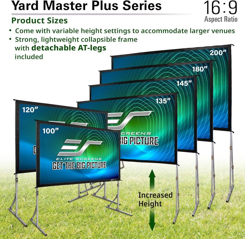 Photo 5 of (READ FULL POST) Elite Screens Yard Master Plus, 100-INCH 16:9, 8K 4K Ultra HD 3D Ready Indoor/Outdoor Portable Home Movie Theater Projector Screen, Front Projection - OMS100H2PLUS | US Based Company 2-YEAR WARRANTY 100-inch, 16:9 Yard Master Plus Front P