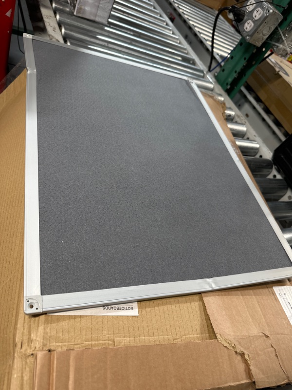 Photo 2 of BoardsPlus 18" x 24" Gray Felt Fabric Bulletin Pin Board, Aluminum Frame, Easy Install Wall Mount, for Home, Office, School Gray 18" x 24" 