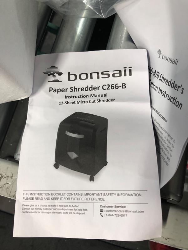 Photo 5 of Bonsaii 12-Sheet Micro Cut Shredders for Home Office, 60 Minute P-4 Security Level Paper Shredder for CD, Credit Card, Mails, Staple, Clip, with Jam-Proof System & 4.2 Gal Pullout Bin C266-B 1 2 Sheet-60Mins(New)