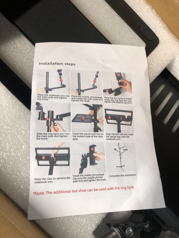 Photo 1 of Live Streaming Floor Stand Set,5-in-1 Moveable Adjustable Arms Mount Overhead Stand Compatible with Cellphone,Tablet, Laptop,Microphone,Tray for Broadcasting,Online Teaching,Video Recording