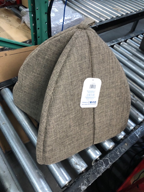 Photo 1 of ***PET HAIR ON ITEM***Pet Tent-Soft Bed for Dog and Cat by Best Pet Supplies - Brown Linen, 16" x 16" x H:14" Brown Linen 16" x 16" x H:14"