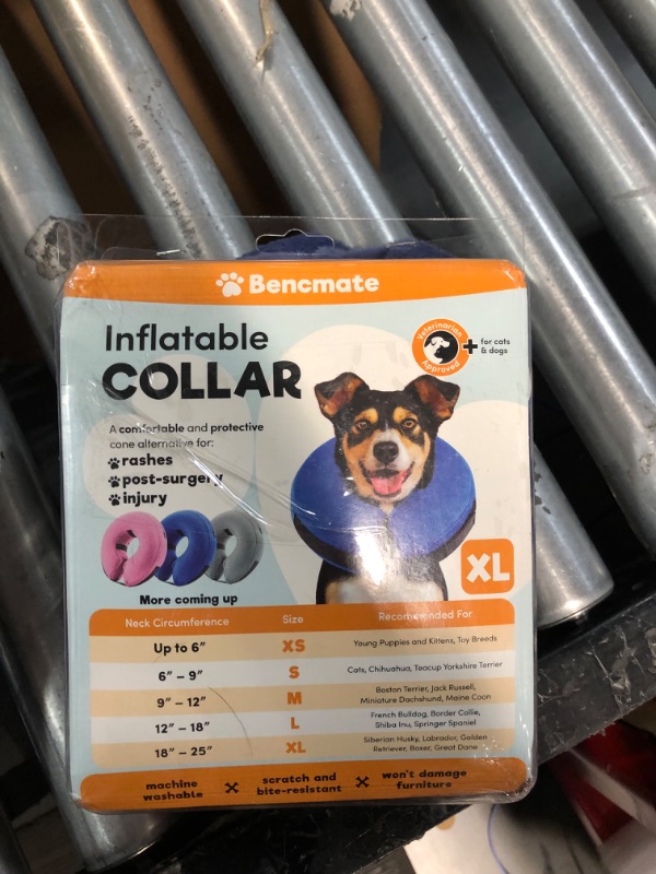 Photo 4 of ***PET HAIR ON ITEM***Bencmate Protective Inflatable Collar for Dogs and Cats  Fits Neck Circumference 12 - 18