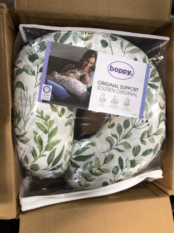 Photo 2 of Boppy Original Support Nursing Pillow, Green Foliage, Ergonomic Breastfeeding, Bottle Feeding, and Bonding, Firm Hypoallergenic Fiber Fill, Removable Cover, Machine Washable