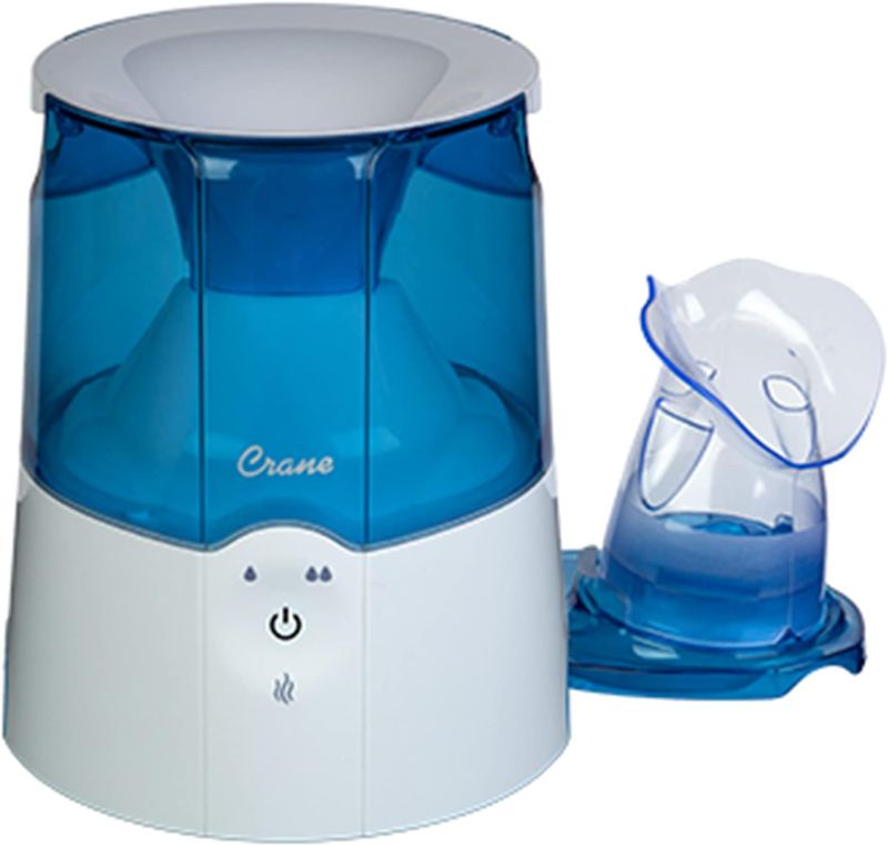 Photo 1 of (OPENED BOX FOR INSPECTION) Crane EE-5202 Inhaler & Warm Mist Humidifier, 0.5 Gallon, Blue & White
