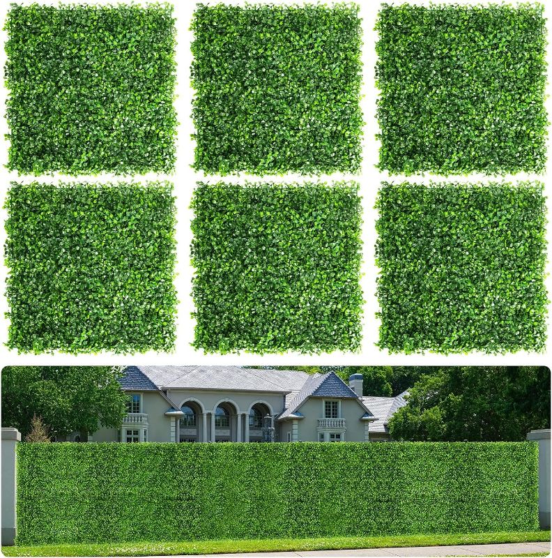 Photo 1 of Aboofx Dense Grass Wall Panels, 4 Packs 10 x 10 inch Artificial Greennery Wall Panels Fake Faux Grass Wall 