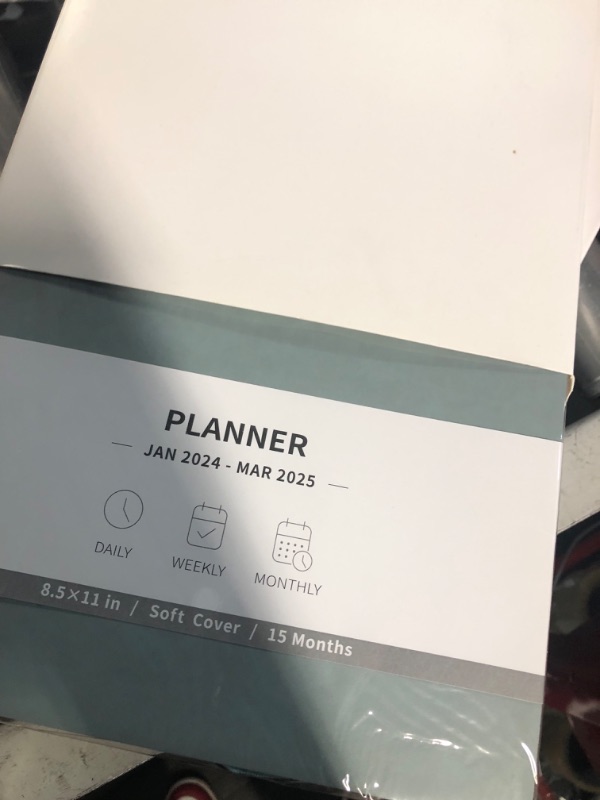 Photo 2 of RETTACY 2024 Planner - 2024 Planner Weekly and Monthly, Large 2024 Planner with 192 Pages, A4 Monthly Calendar Planner 8.5" × 11", Jan 2024 to Mar 2025, Softcover, 2 Types of Bookmarks - Blue Gray GrayBlue A4