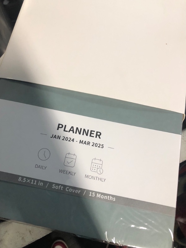 Photo 3 of RETTACY 2024 Planner - 2024 Planner Weekly and Monthly, Large 2024 Planner with 192 Pages, A4 Monthly Calendar Planner 8.5" × 11", Jan 2024 to Mar 2025, Softcover, 2 Types of Bookmarks - Blue Gray GrayBlue A4