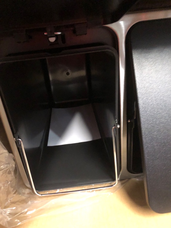 Photo 4 of **BAGS NOT INCLUDED** simplehuman 40 Liter / 10.6 Gallon Stainless Steel Dual Compartment Butterfly Lid Kitchen Step Trash Can Recycler, 