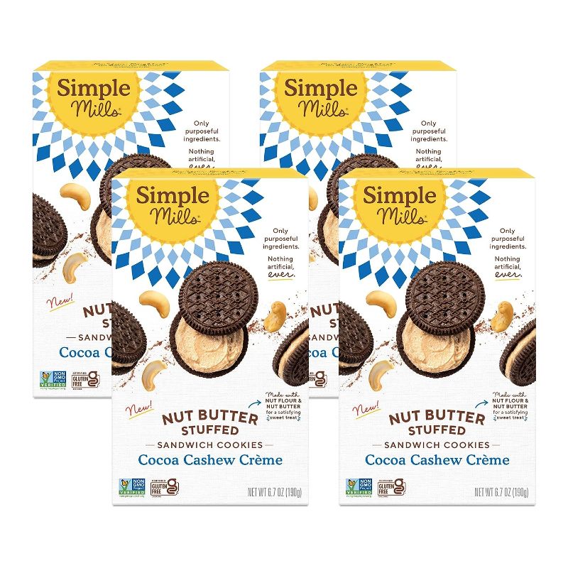 Photo 1 of Simple Mills Cocoa Cashew Crème Sandwich Cookies - Gluten Free, Vegan, Healthy Snacks