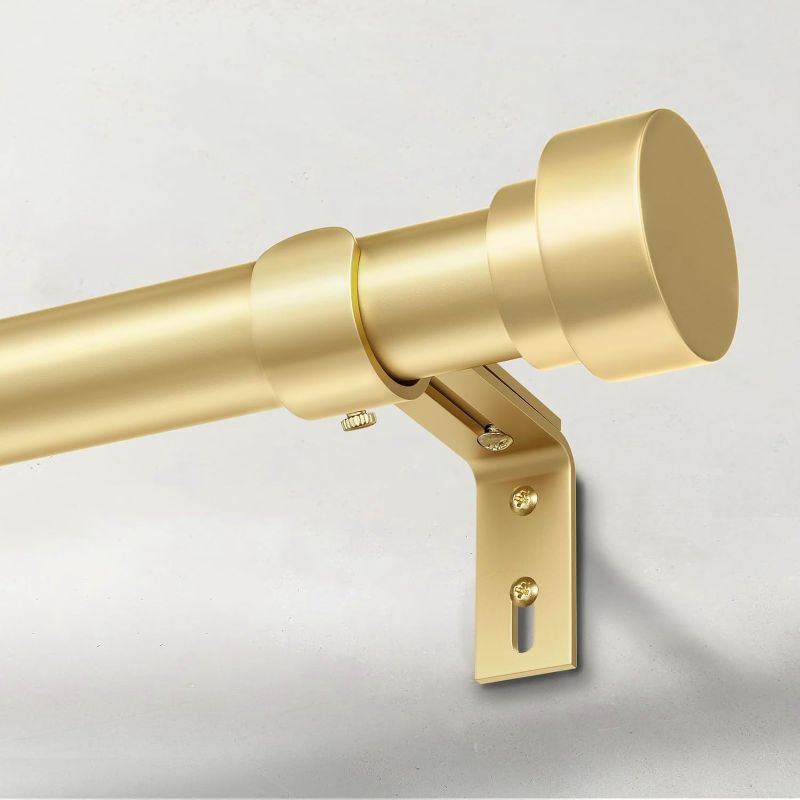 Photo 1 of Heavy Duty 1 Inch Brass Curtain Rods for Windows 48 to 84 inch, Durable Alufer Brackets 