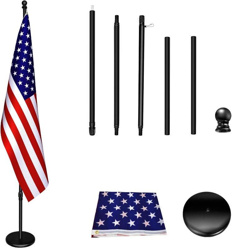 Photo 1 of Indoor Flagpole with Base,Telescoping Flag Pole 6FT-8FT, Flagpoles Rotate 360 Degrees