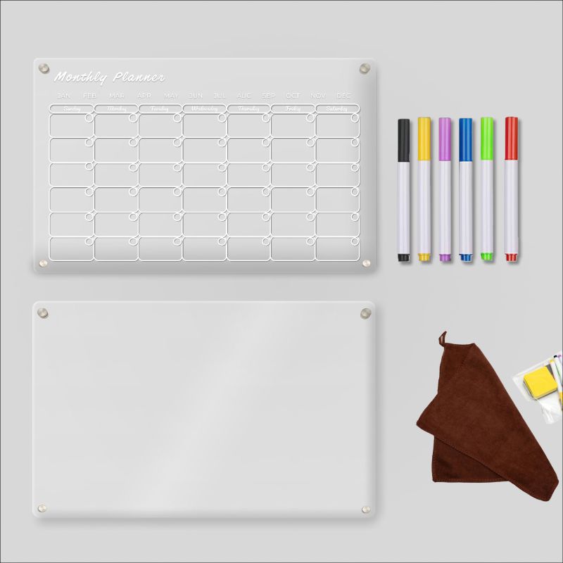 Photo 1 of Clear Fridge Calendar Board for Staying Organized - Pack of 2