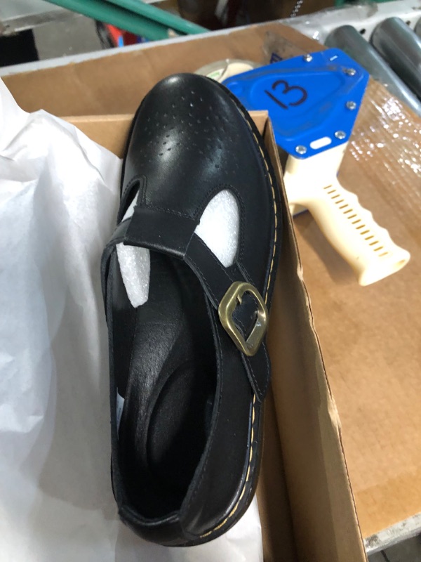 Photo 1 of Women's Leather Oxford Mary Janes Shoes Flats Chunky Low Heels Platform Sewing Retro Classics Round Toe Ankle Strap 9.5  genuine Leather