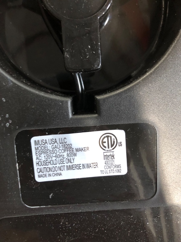 Photo 1 of ***PARTS ONLY NON REFUNDABLE***
IMUSA 4 Cup Electric Espresso/Cappuccino Maker 800 Watts - Black