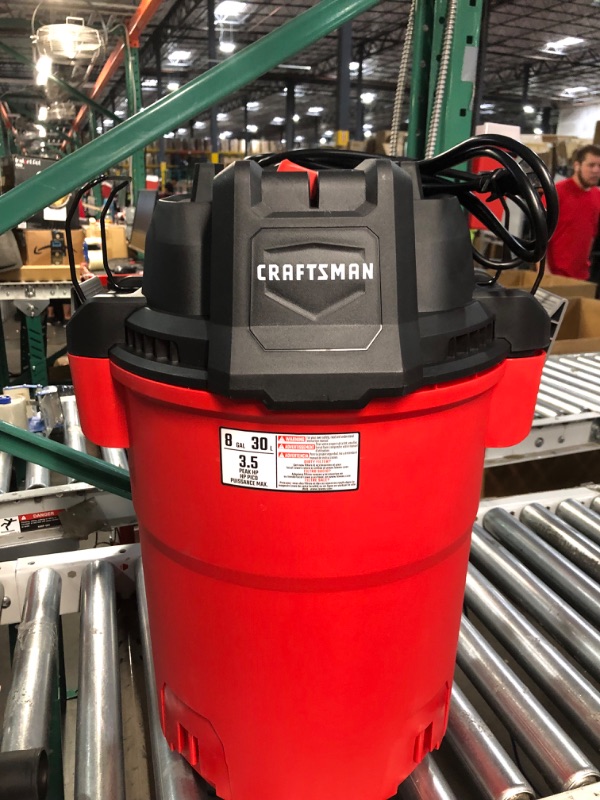 Photo 5 of ***MISSING HOSE AND ATTACHMENT*** CRAFTSMAN 8-Gallons 3.5-HP Corded Wet/Dry Shop Vacuum with Accessories Included