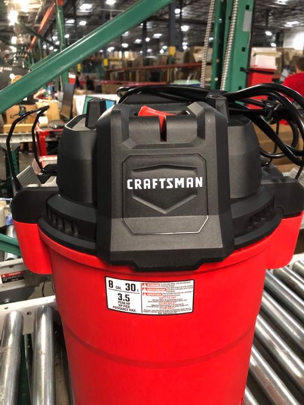 Photo 3 of ***MISSING HOSE AND ATTACHMENT*** CRAFTSMAN 8-Gallons 3.5-HP Corded Wet/Dry Shop Vacuum with Accessories Included