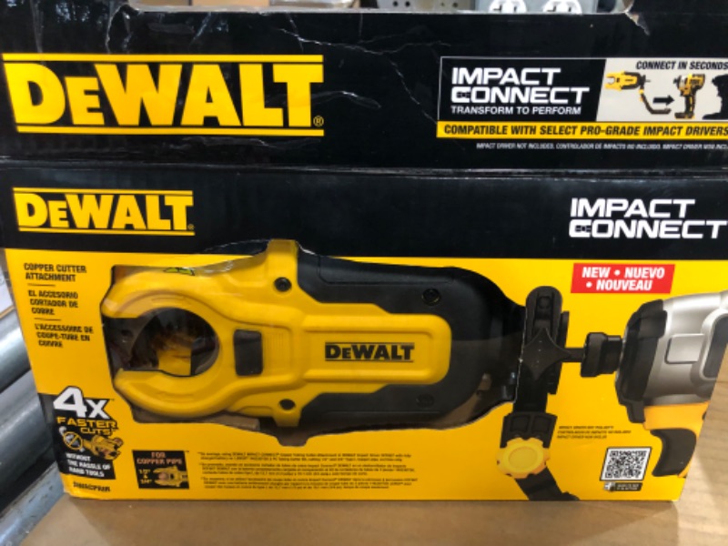 Photo 2 of DEWALT IMPACT CONNECT Copper Tubing Cutter with Brace Bracket and DEWALT 20V MAX Impact Driver, Cordless, 3-Speed, 2 Batteries and Charger Included Copper Tubing Cutter w/Impact Driver Kit & 2 Batteries