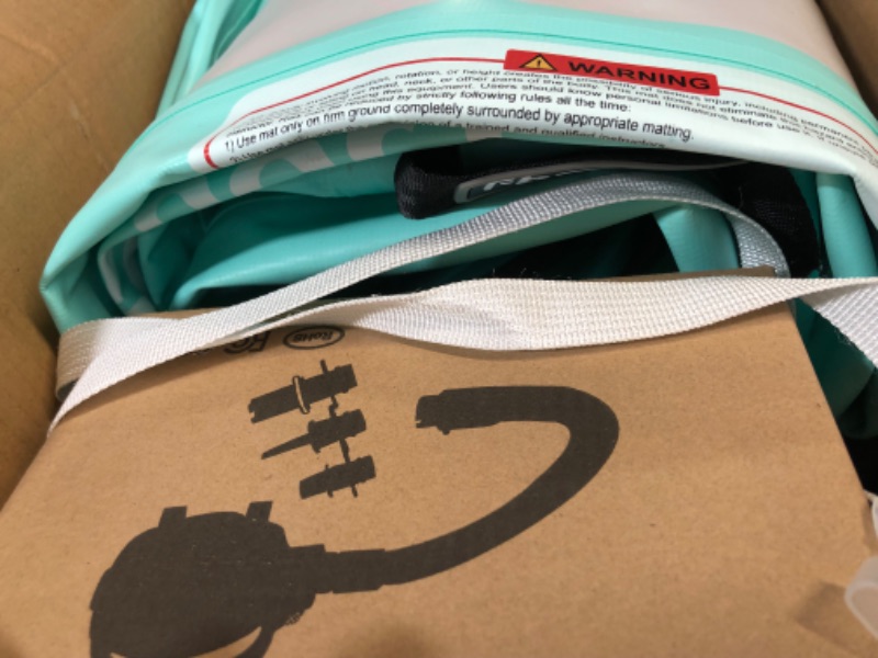 Photo 1 of FBSPORT 13ft/16ft/20ft/23ft/26ft Inflatable Air Gymnastics Mat Training Mats 4/8 inches Thickness Gymnastics Tracks for Home Use/Training/Cheerleading/Yoga/Water with Pump light green 10ft*3.3ft*4in(3*1*0.1m)